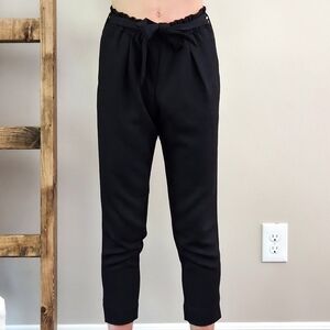 River Island Petite Black Pants with Tie Waist – US Size 0